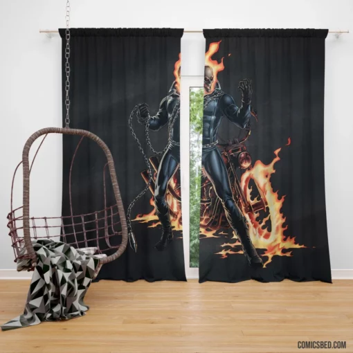 Ghost Rider Marvel Fiery Rider Comic Curtain