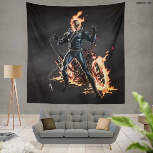 Ghost Rider Marvel Fiery Rider Comic Wall Tapestry