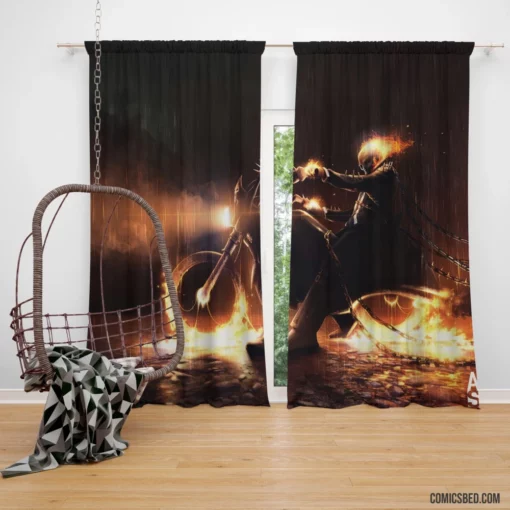 Ghost Rider Marvel Flaming Hero Comic Curtain