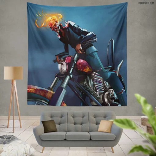 Ghost Rider Marvel Infernal Vigil Comic Wall Tapestry