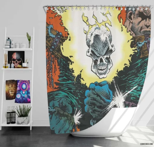 Ghost Rider Marvel Maverick Comic Shower Curtain