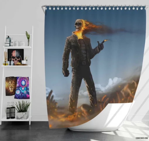 Ghost Rider Marvel Vengeful Spirit Comic Shower Curtain