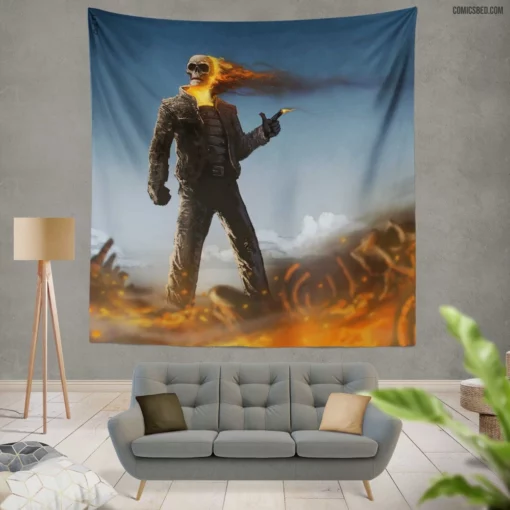 Ghost Rider Marvel Vengeful Spirit Comic Wall Tapestry