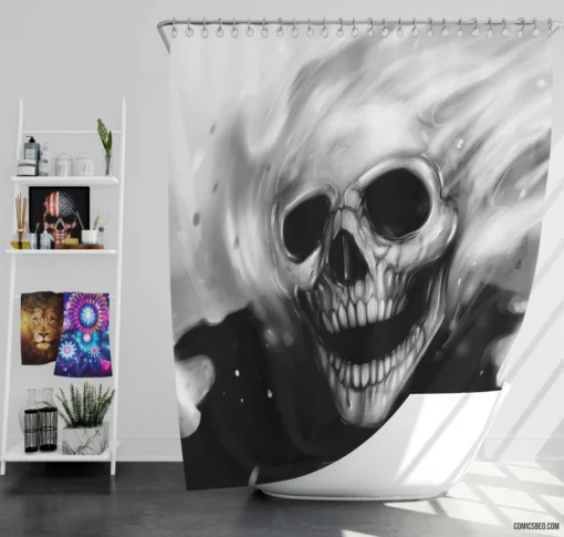 Ghost Rider Skull Haunting Stare Comic Shower Curtain