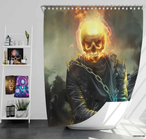 Ghost Rider Skull Spirit of Vengeance Comic Shower Curtain