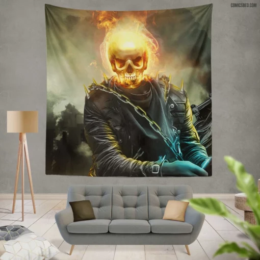 Ghost Rider Skull Spirit of Vengeance Comic Wall Tapestry