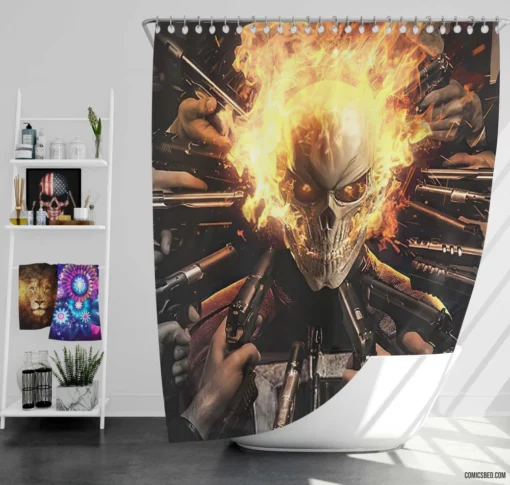 Ghost Rider Unleashed Marvel Flame Avenger Comic Shower Curtain