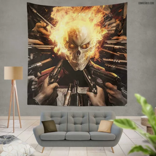 Ghost Rider Unleashed Marvel Flame Avenger Comic Wall Tapestry