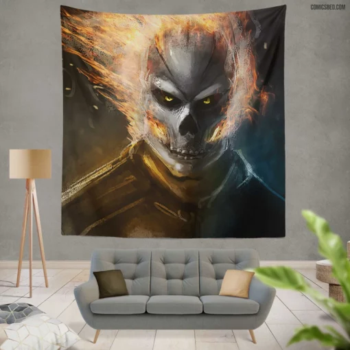 Ghost Rider Unleashed Marvel Flame Chronicles Comic Wall Tapestry