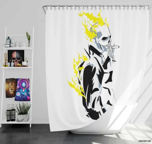 Ghost Rider Unleashed Marvel Infernal Hero Comic Shower Curtain