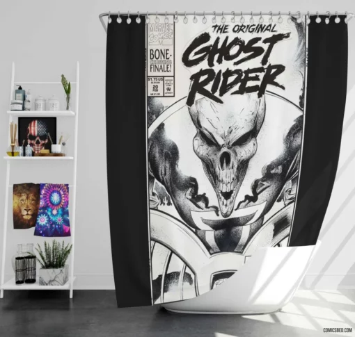 Ghost Rider Vengeance Fiery Ride Comic Shower Curtain