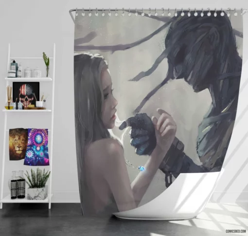 GhostBlade Enigmatic Woman Warrior Comic Shower Curtain