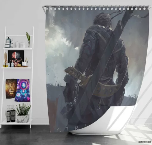 GhostBlade Sword-Wielding Heroine Comic Shower Curtain