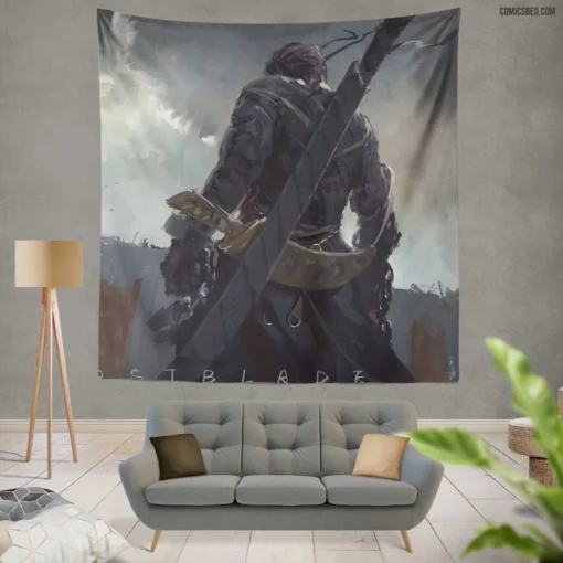 GhostBlade Sword-Wielding Heroine Comic Wall Tapestry