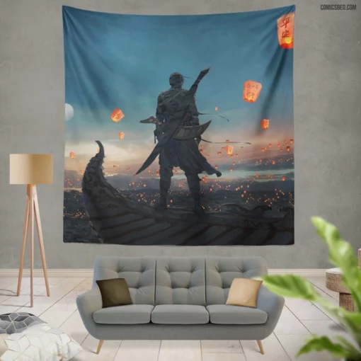 GhostBlade Yan Haiqin Woman Warrior Comic Wall Tapestry