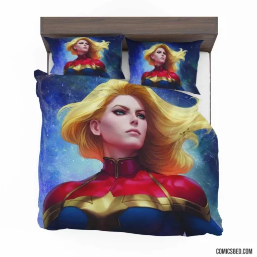 Girl Power Unleashed Captain Marvel Feats Comic Bedding Set 1