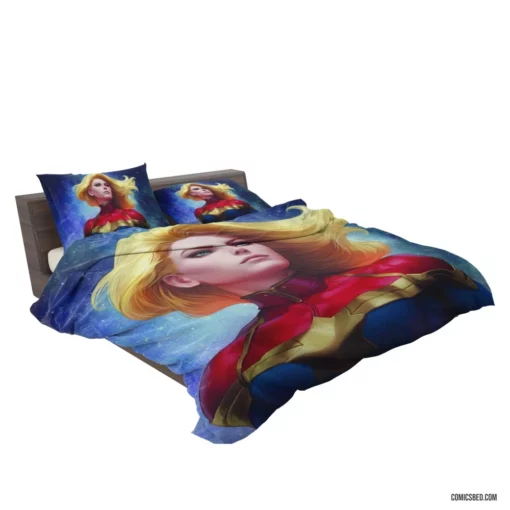 Girl Power Unleashed Captain Marvel Feats Comic Bedding Set 2