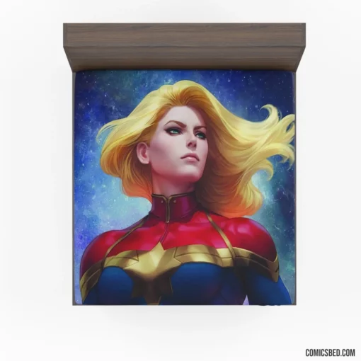 Girl Power Unleashed Captain Marvel Feats Comic Fitted Sheet 1