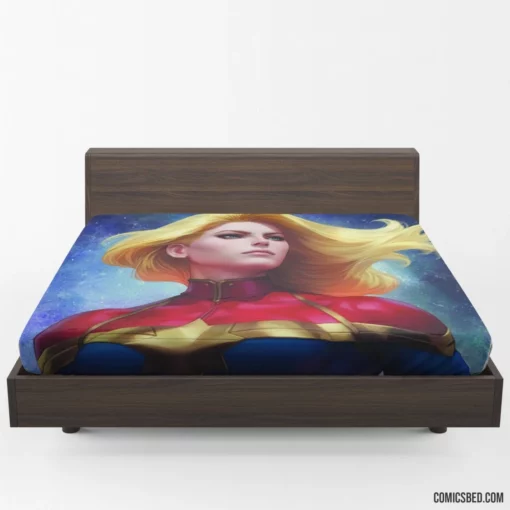 Girl Power Unleashed Captain Marvel Feats Comic Fitted Sheet