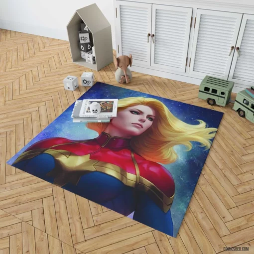 Girl Power Unleashed Captain Marvel Feats Comic Rug 1