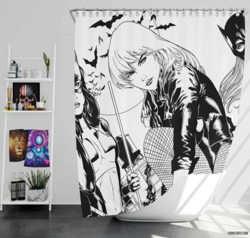 Gotham City Sirens Batgirl Black Canary Huntress Comic Shower Curtain