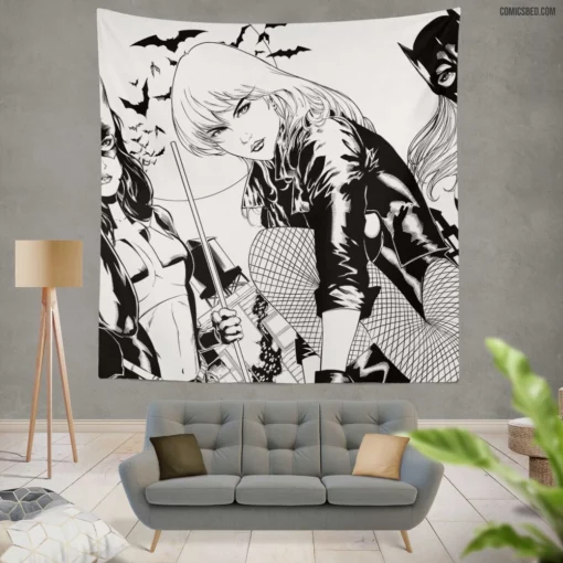 Gotham City Sirens Batgirl Black Canary Huntress Comic Wall Tapestry