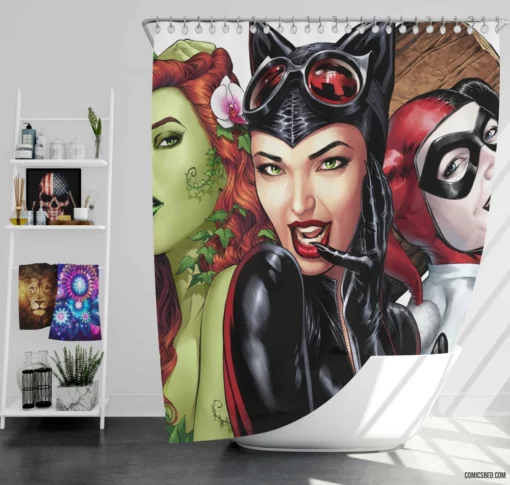 Gotham City Sirens Femme Fatales Comic Shower Curtain