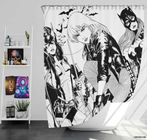 Gotham City Sirens Femme Trio Comic Shower Curtain