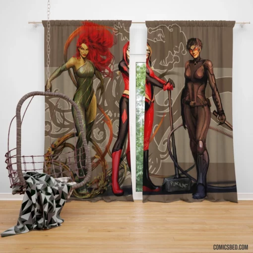 Gotham City Sirens Poison Ivy Harley Quinn Comic Curtain