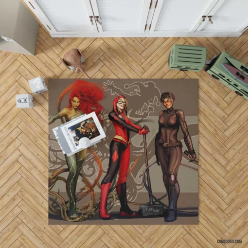 Gotham City Sirens Poison Ivy Harley Quinn Comic Rug