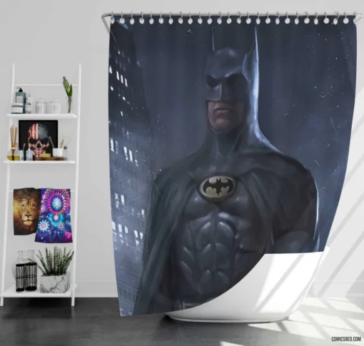 Gotham Defenders Batman and Batwoman Comic Shower Curtain