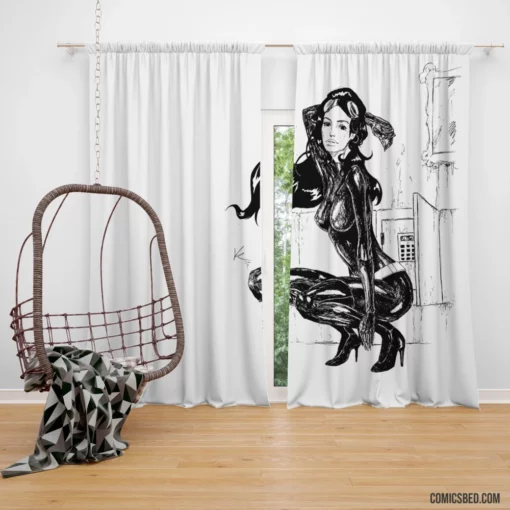 Gotham Shadowy Seductress Catwoman Comic Curtain