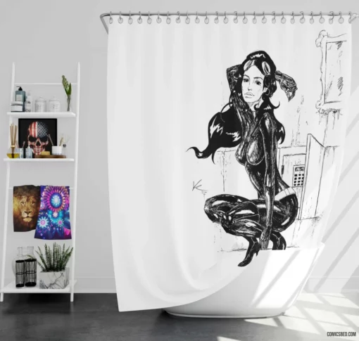 Gotham Shadowy Seductress Catwoman Comic Shower Curtain