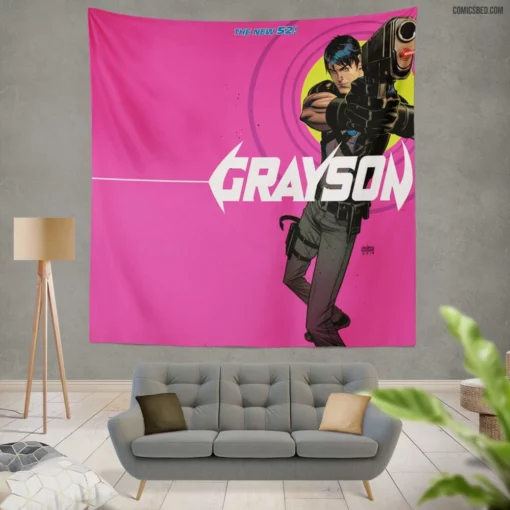 Grayson Nightwing Identity Comic Wall Tapestry