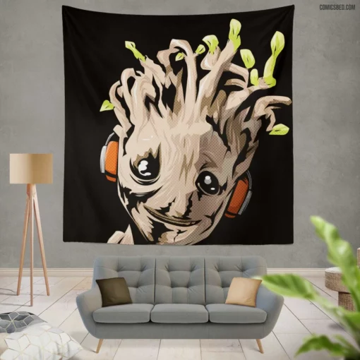 Groot Guardian of Galaxy Comic Wall Tapestry