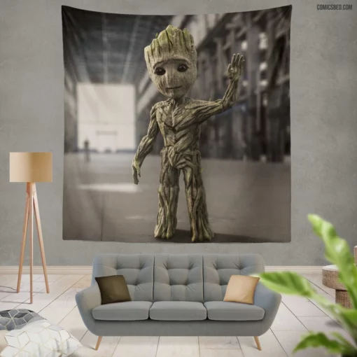 Groot Guardians Of The Galaxy Baby Companion Comic Wall Tapestry