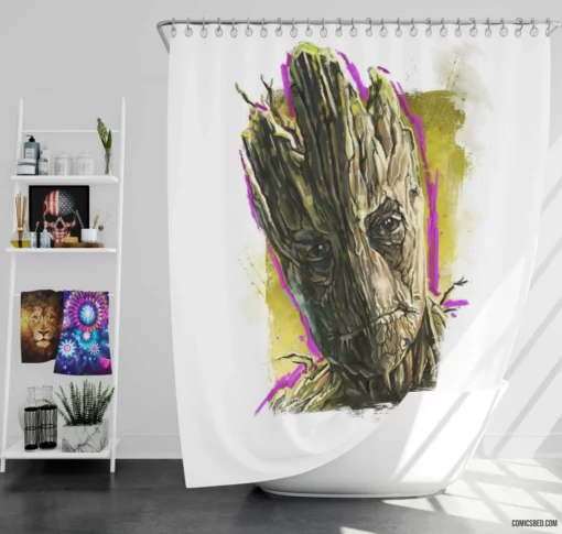 Groot Guardians Of The Galaxy Comic Shower Curtain