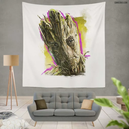 Groot Guardians Of The Galaxy Comic Wall Tapestry