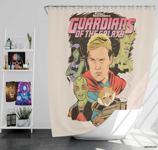 Guardians Of The Galaxy Cosmic Team Comic Shower Curtain