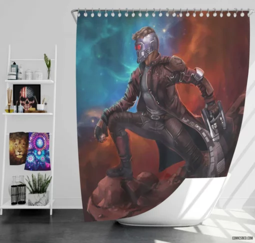 Guardians of the Galaxy Star Lord Legacy Comic Shower Curtain