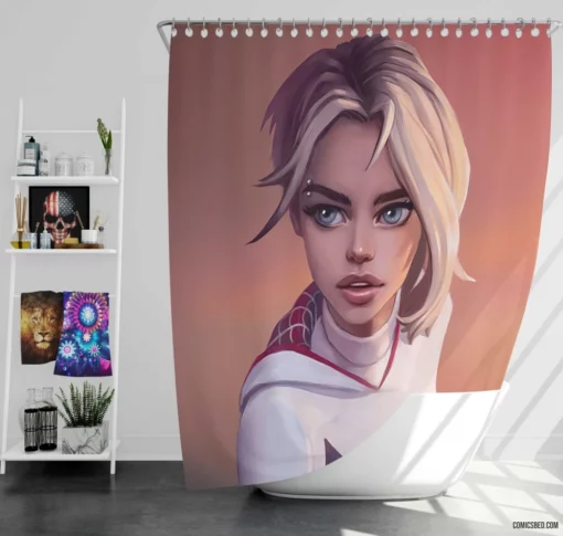 Gwen Stacy Blonde Marvel Muse Comic Shower Curtain