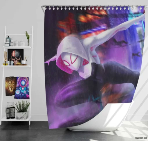 Gwen Stacy Chronicles Marvel Iconic Heroine Comic Shower Curtain