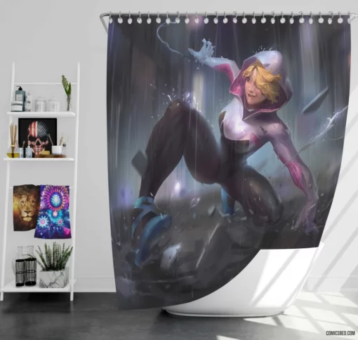 Gwen Stacy Marvel Iconic Character Comic Shower Curtain