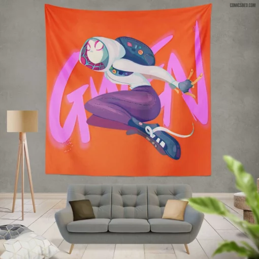 Gwen Stacy Marvel Iconic Hero Comic Wall Tapestry