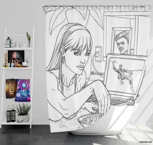 Gwen Stacy Spider-Man Love Comic Shower Curtain