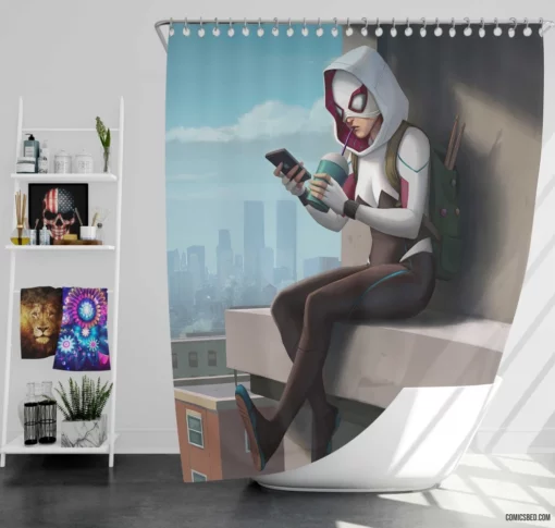 Gwen Stacy Unleashed Marvel Iconic Character Comic Shower Curtain