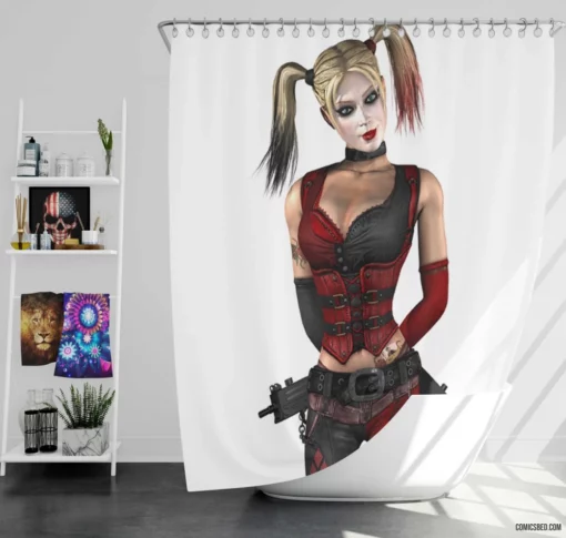 Harley Quinn Anarchy Queen Comic Shower Curtain