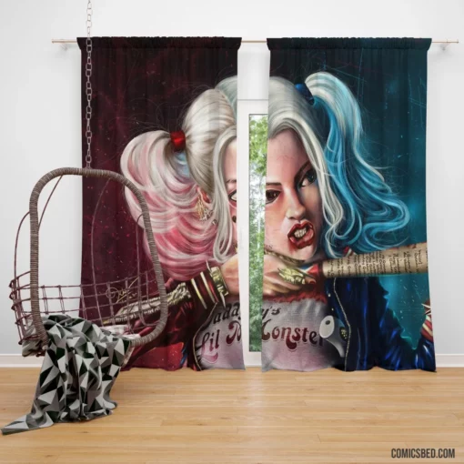 Harley Quinn Baseball Bat DC Icon Comic Curtain