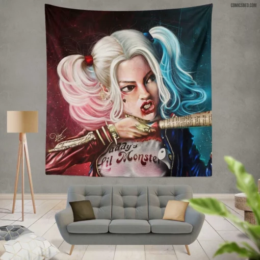 Harley Quinn Baseball Bat DC Icon Comic Wall Tapestry