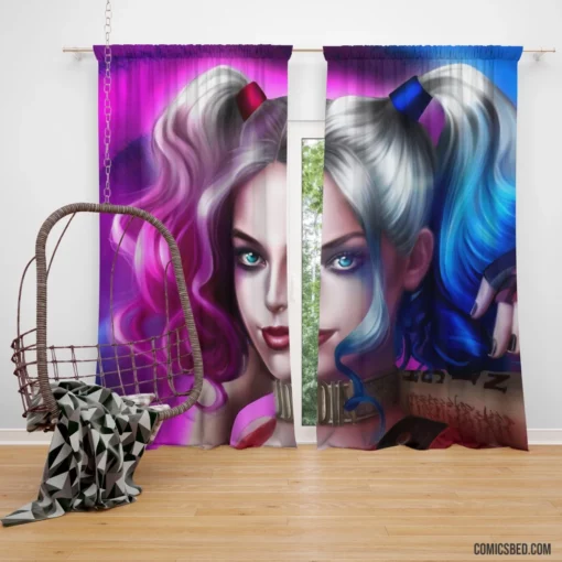 Harley Quinn Baseball Bat DC Jester Comic Curtain